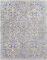 Aisha Abstract Premium Sheen Viscose Rug featuring blue, orange, purple, and gray floral medallion pattern. Design-Rectangle-71010