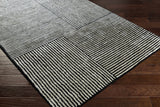 Black&White Striped Sheen Viscose Area Rug