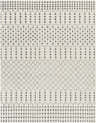Close-up of the Chubbuck Moroccan Trellis Rug. Charcoal trellis pattern on a light beige background. Bohemian style. Design-Rectangle-710103