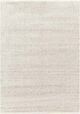 Close-up of the Cinco Luxe Rug showing a bone and driftwood color palette with a subtle, contemporary stripe pattern. Design-Rectangle-5373