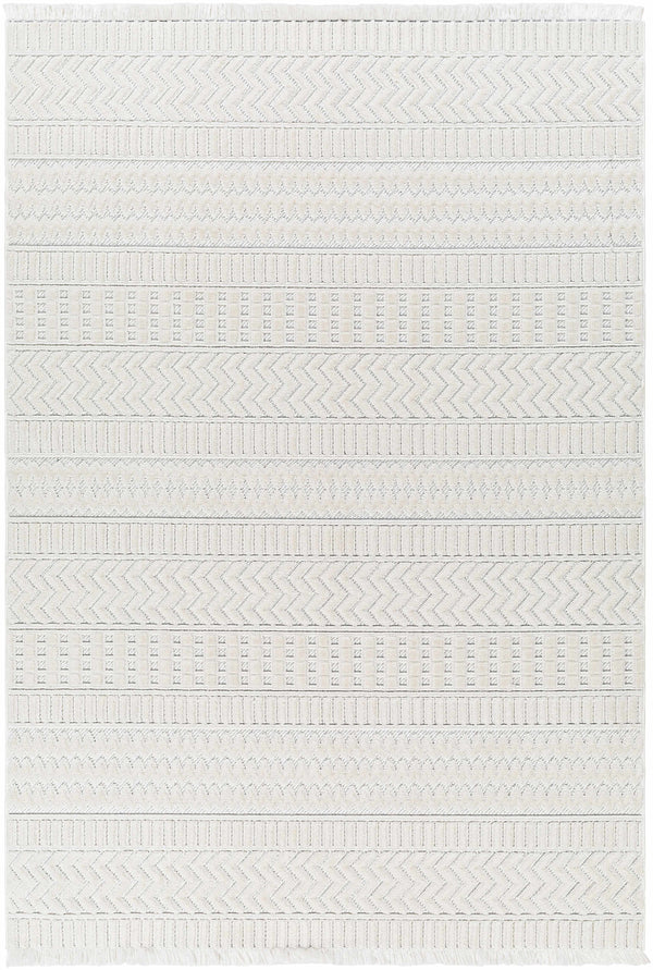 Cira Textured Fringed White Rug - Limited Edition