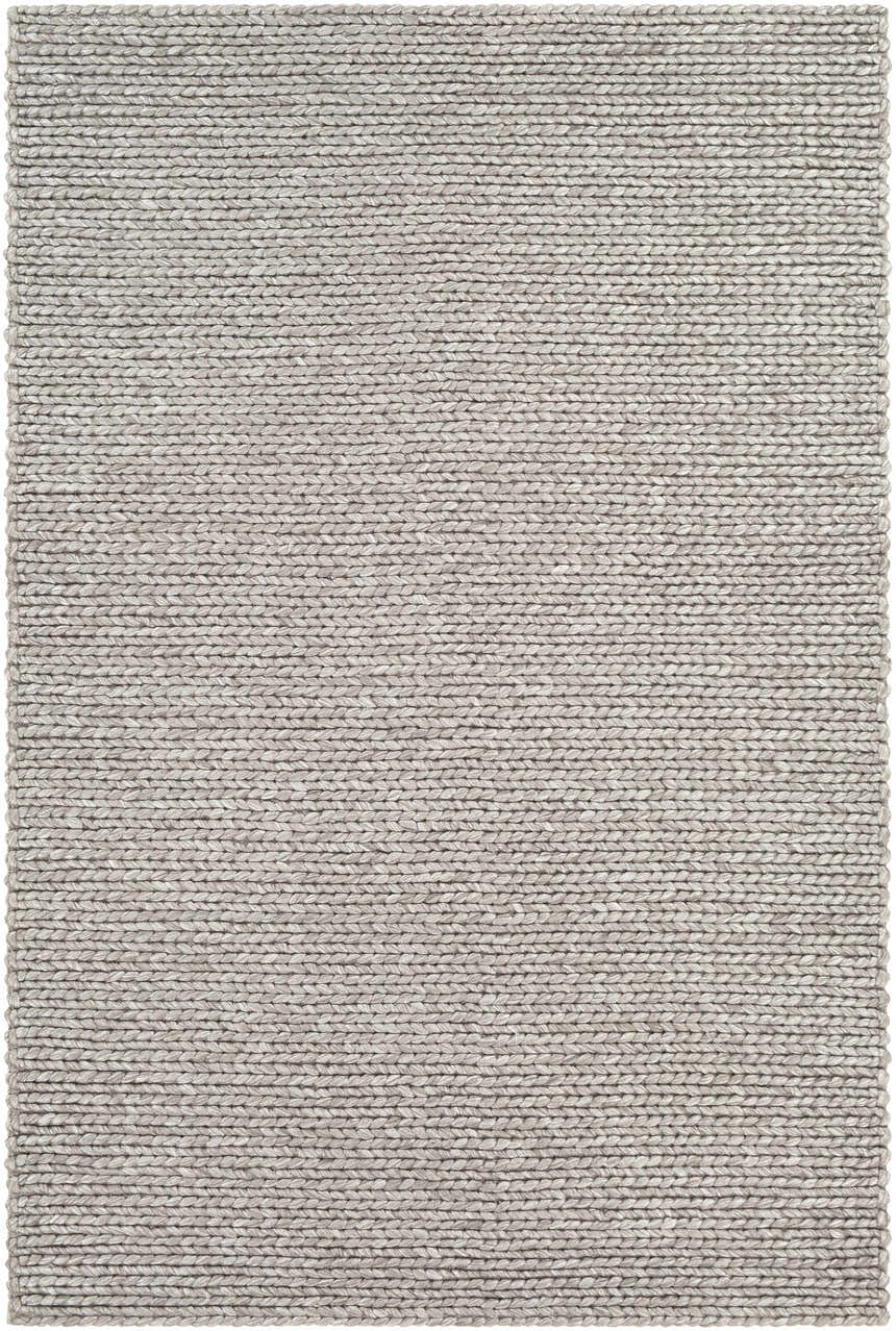 Close-up of the hand woven Cirencester Area Rug. Ivory and medium gray natural fiber rug with a contemporary design. Design-Rectangle-576
