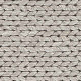 Close-up of the hand woven Cirencester Area Rug. Ivory and medium gray wool and viscose blend. Braided texture. Swatch