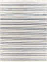 Close-up of Coolbellup Indoor Outdoor Rug; hand-woven with gray and white stripes and fringe. Design-Rectangle-810