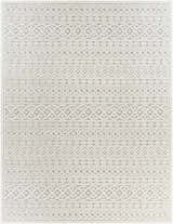 Close-up of the Clenchwarton Textured Beige Rug. Features a geometric, textured pattern in light beige and charcoal. Design-Rectangle-71010