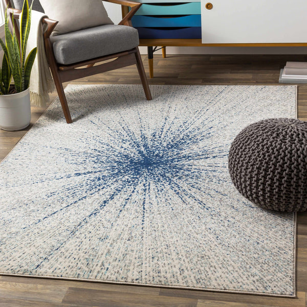 Cliffside 8x10 White/Blue Modern Rug - Clearance