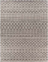 Close-up of the Cliffwood Area Rug: charcoal and light beige diamond pattern, machine woven texture. Design-Rectangle-710103