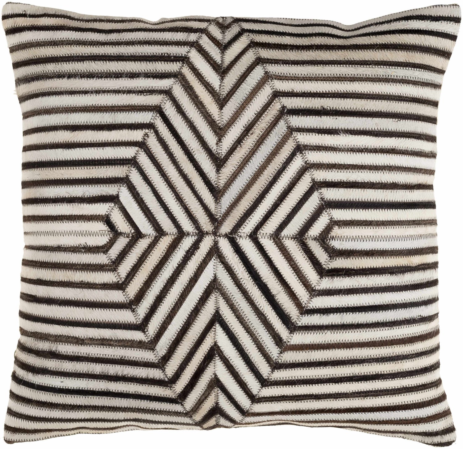 Kavren Cream Diamond Rustic Lodge Hair On Hide Accent Pillow - Clearance