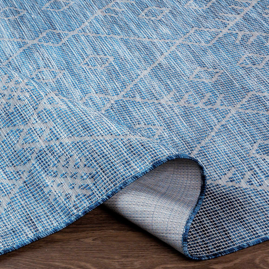 Lorena Blue Flatweave Trellis Area Carpet - Clearance