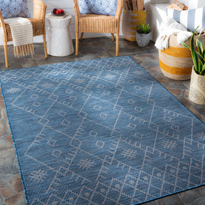 Lorena Blue Flatweave Trellis Area Carpet - Clearance