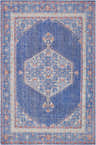 Rectangle Clearview Wool Rug in denim blue, brick red, and ivory with a traditional hand-knotted design. Design-Rectangle-5686