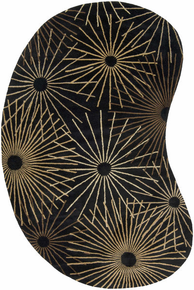 Clover Black Modern Wool Rug