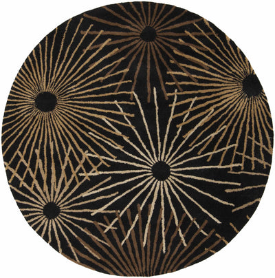 Clover Black Modern Wool Rug