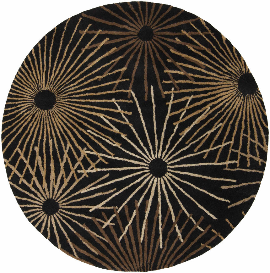 Clover Black Modern Wool Rug