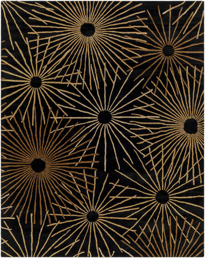 Clover Black Modern Wool Rug