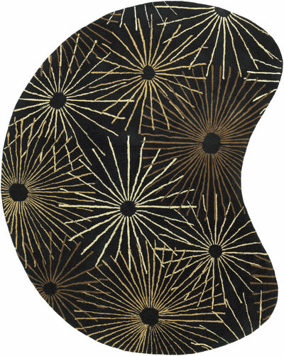 Clover Black Modern Wool Rug