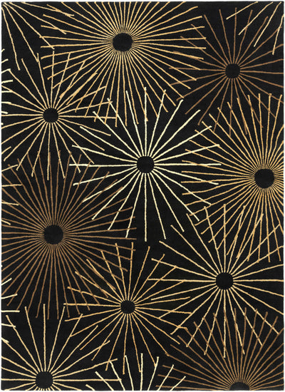 Clover Black Modern Wool Rug