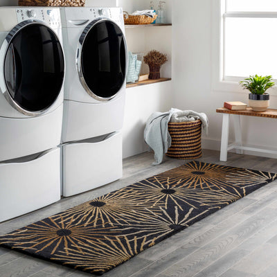 Clover Black Modern Wool Rug