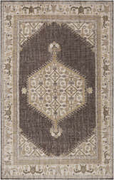 Overhead view of a brown and off white Clyo Carpet with traditional farmhouse style. Design-Rectangle-5686