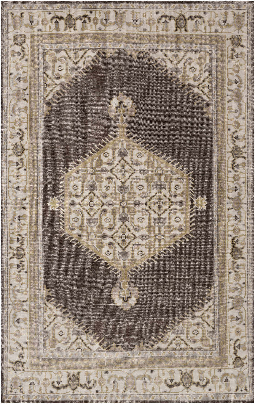 Overhead view of a brown and off white Clyo Carpet with traditional farmhouse style. Design-Rectangle-5686