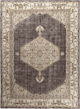 Rectangle Clyo Carpet in brown, charcoal, and off-white with a traditional, hand-knotted design. Design-Rectangle-811