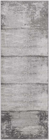 Close-up of the Coombs Area Rug, featuring a contemporary gray horizontal striped design. Design-Runner-2777