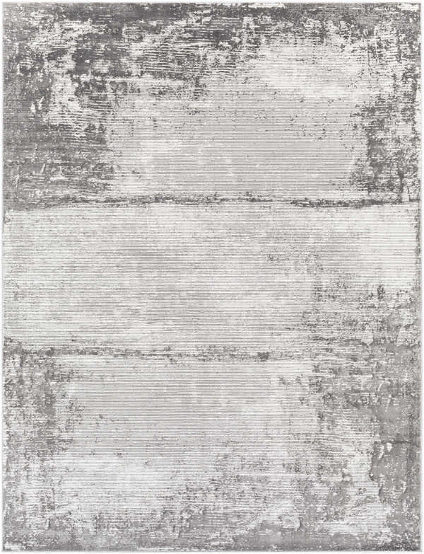 Close-up of the Coombs Area Rug: charcoal, gray, and light gray abstract pattern with horizontal lines. Design-Rectangle-710102