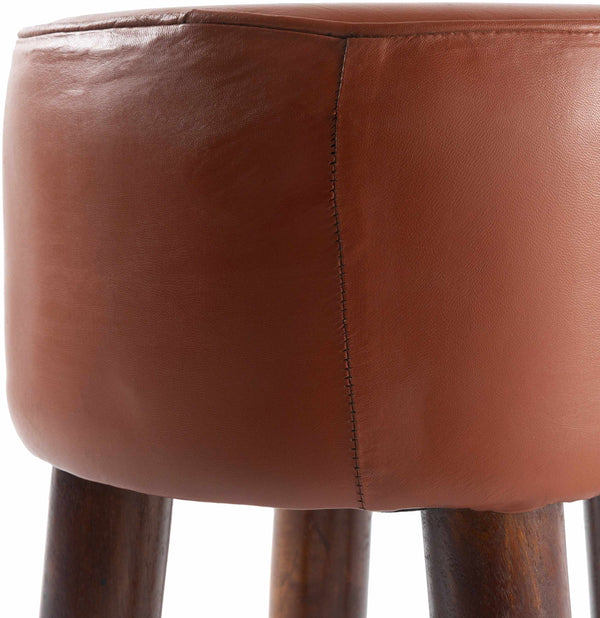 Campbellsville Rustic Leather Stool