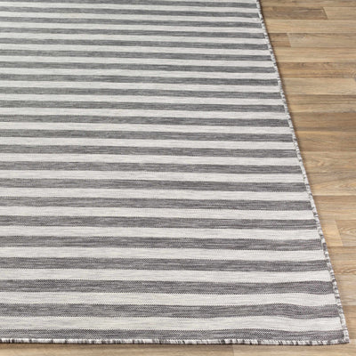 Bongaree Black&Gray Striped Flatweave Carpet - Clearance