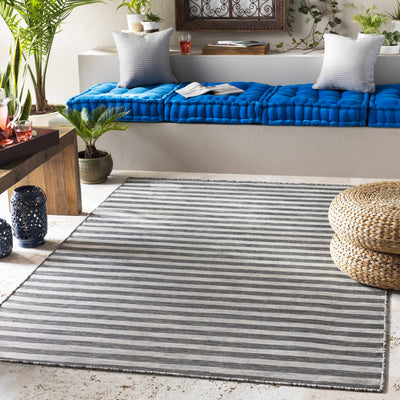 Bongaree Black&Gray Striped Flatweave Carpet - Clearance