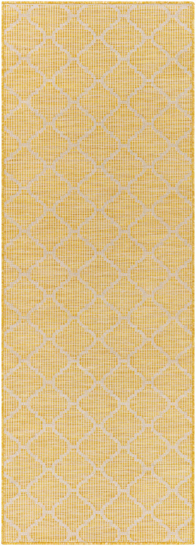 Unique Outdoor Trellis Area Rug, Mustard Yellow - Clearance