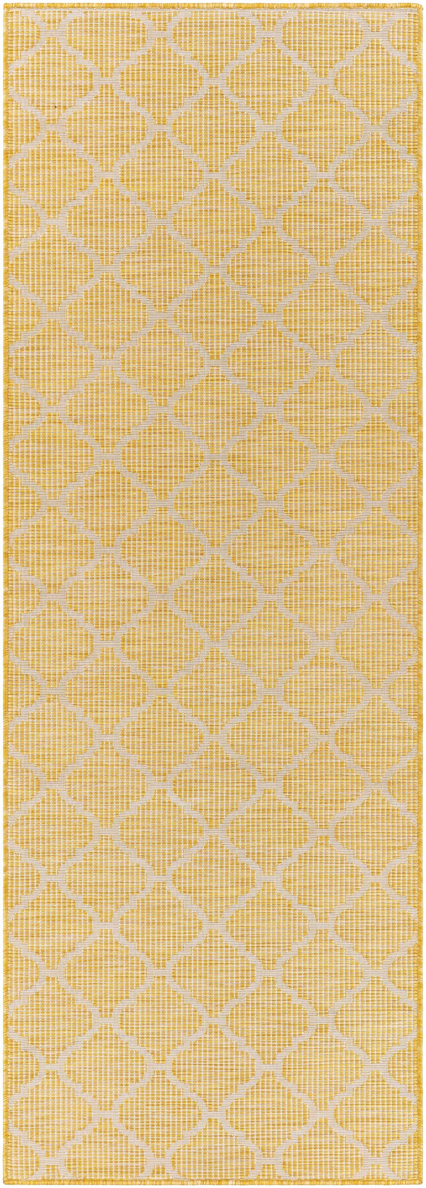 Unique Outdoor Trellis Area Rug, Mustard Yellow - Clearance