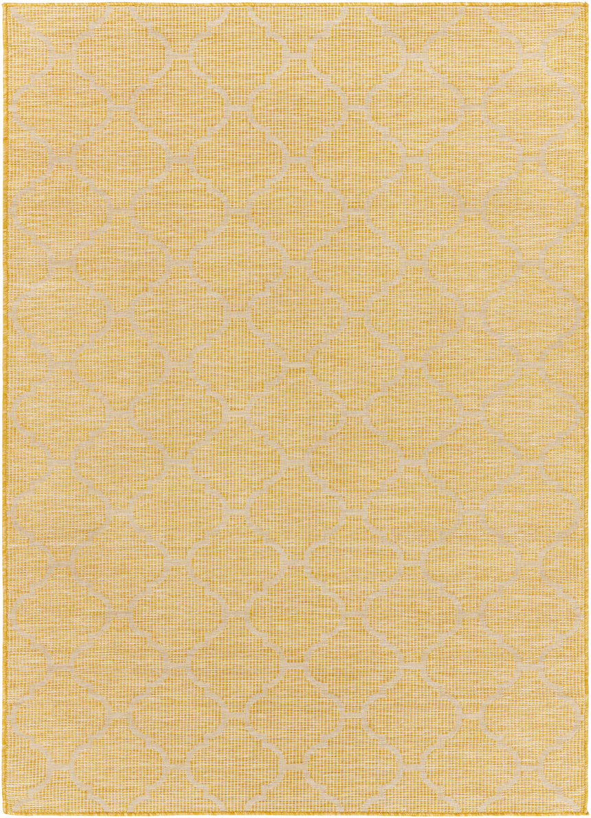 Unique Outdoor Trellis Area Rug, Mustard Yellow - Clearance