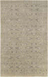 Close-up of the Colo Area Carpet. Hand-knotted wool rug with charcoal, dusty sage, and oatmeal traditional pattern. Design-Rectangle