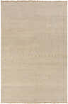 Close-up of the hand-knotted Colwich Area Carpet. Light beige wool rug with pale blue accents and subtle traditional pattern. Design-Rectangle-5686