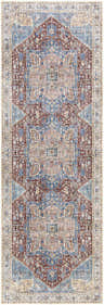 Detailed close-up of the Como Washable Runner Rug, featuring a traditional Persian-style pattern in blue, brick red, and beige tones. Design-Runner-2710