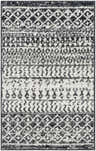 Close-up of the Constantin Area Rug, showcasing its black, gray, and white bohemian-inspired geometric pattern. Design-Rectangle-23