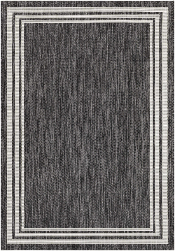 Coonamble Bordered Antrasit Outdoor Rug