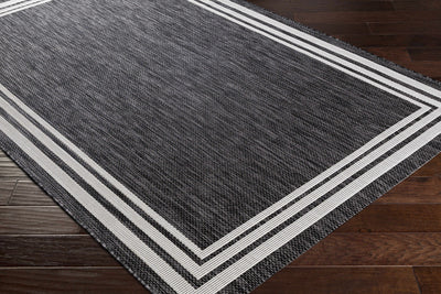 Coonamble Bordered Antrasit Outdoor Rug