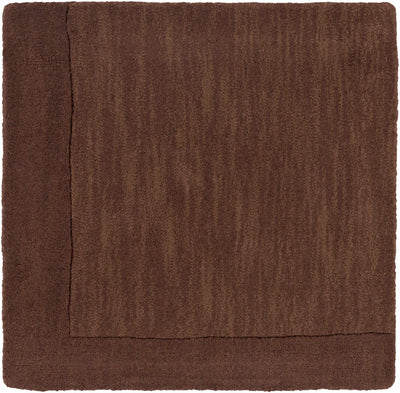 Bordered Solid Brown Wool Rug