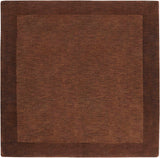 Bordered Solid Brown Wool Rug
