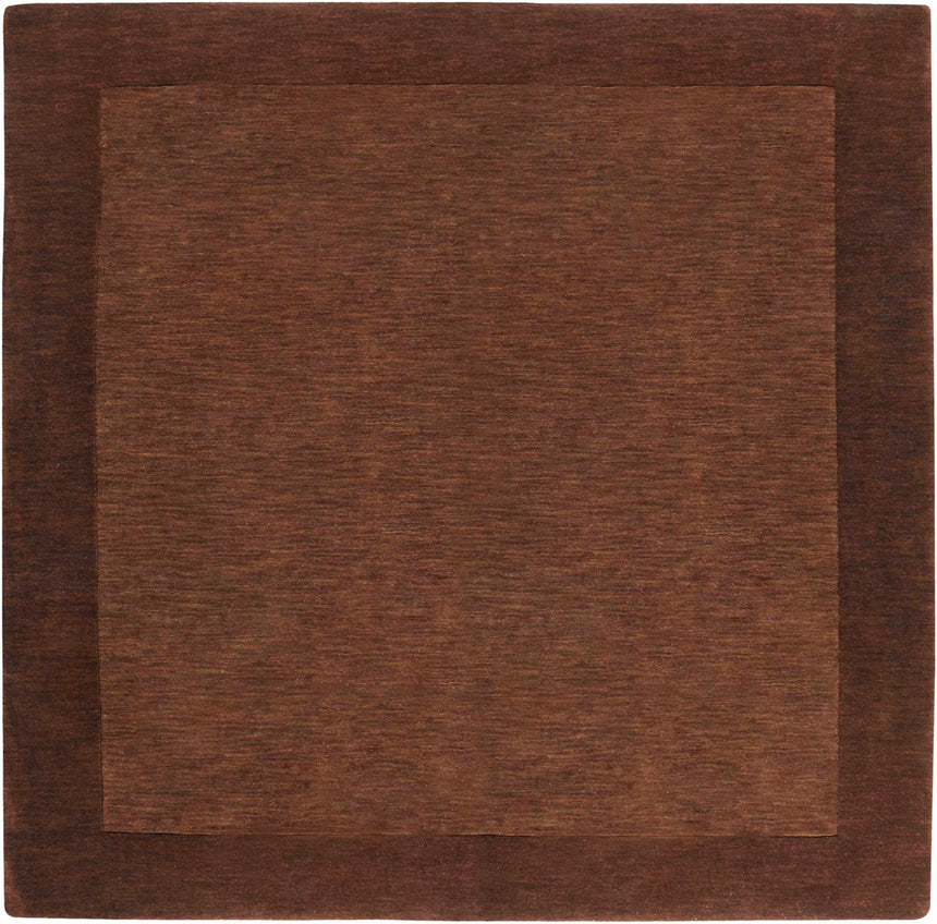 Bordered Solid Brown Wool Rug
