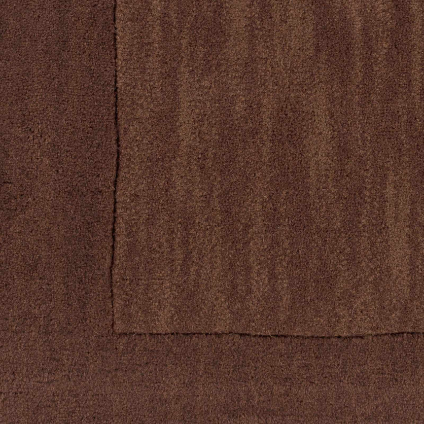 Bordered Solid Brown Wool Rug