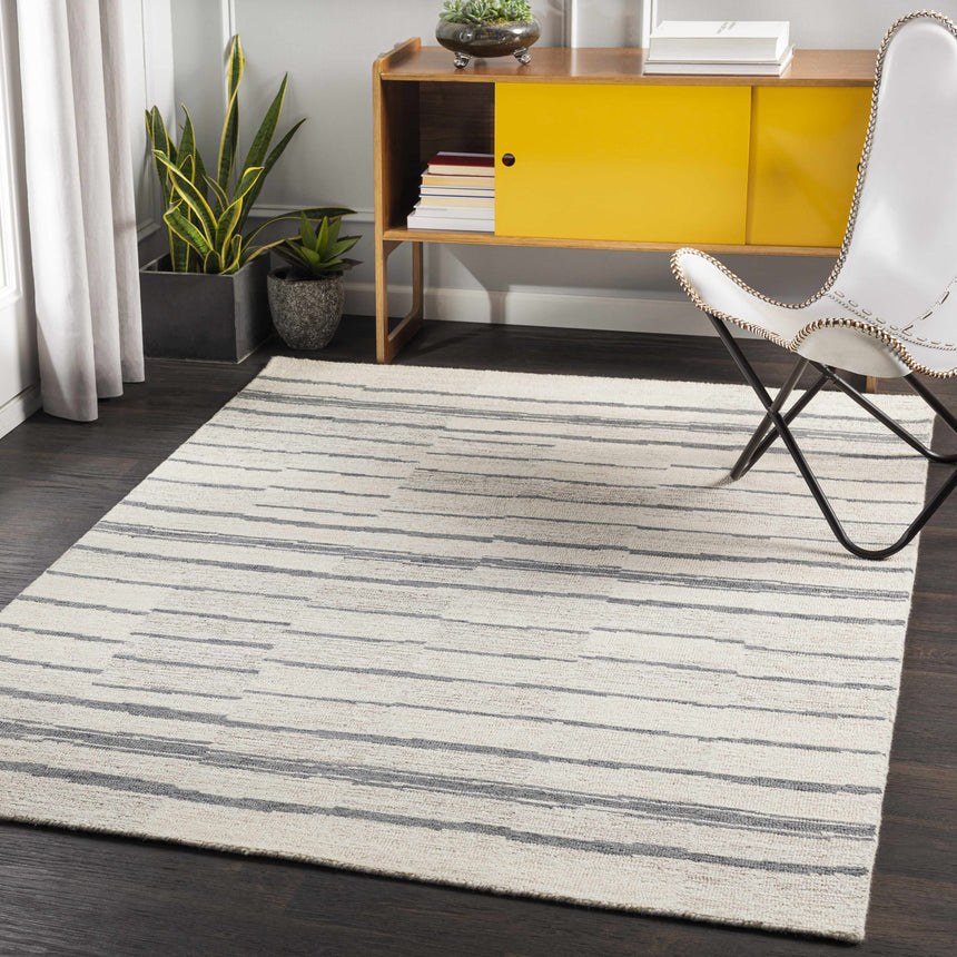 Creswell Broken-Striped Hand Tufted Wool Area Rug