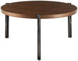 Palasbari Round Walnut Metal Coffee Table