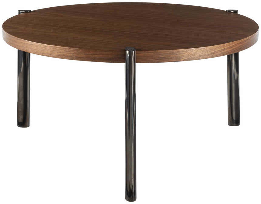 Palasbari Round Walnut Metal Coffee Table