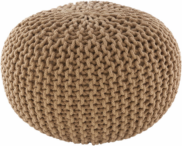 Carr Beige Knitted Cotton Pouf