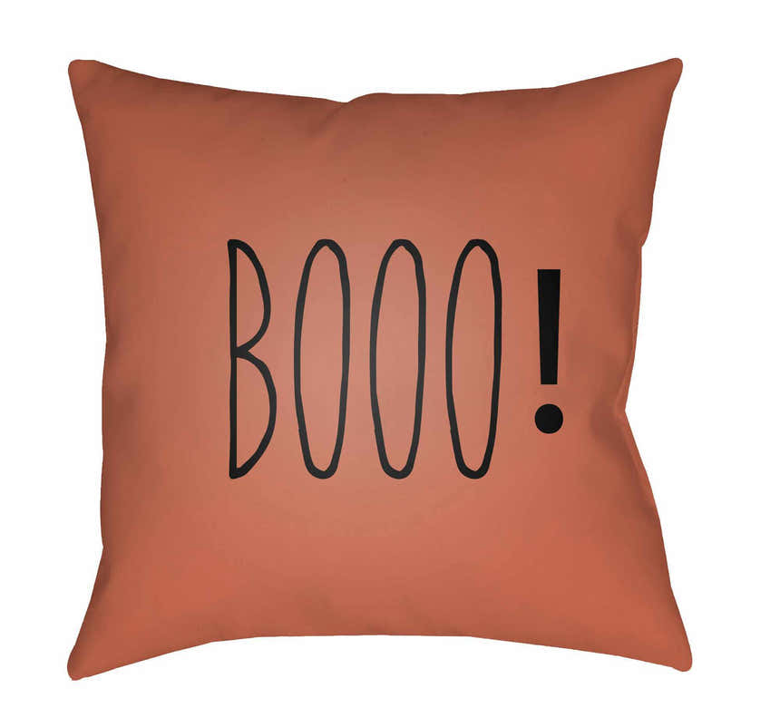 Booo Printed Orange Outdoor Pillow