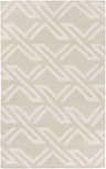 Close up of the ivory Castlederg Area Rug featuring a contemporary geometric pattern. Hand woven viscose rug. Design-Rectangle-576