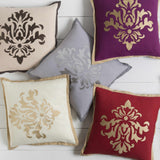 Prosperity Red Damask Square Accent Pillow - Clearance